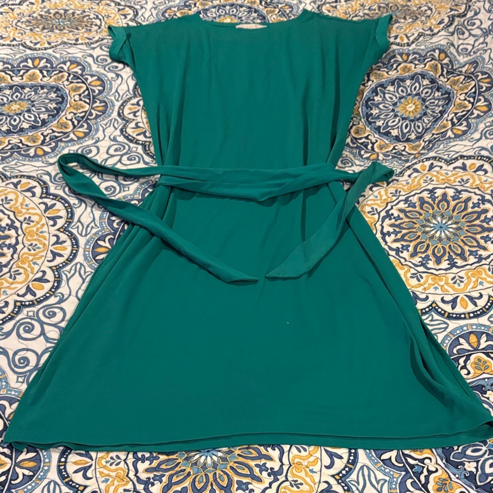 LOFT Teal Mini Dress with Waist Tie